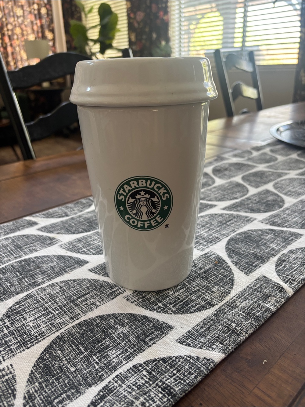Starbucks White Ceramic Coffee Canister with Green Siren Emblem